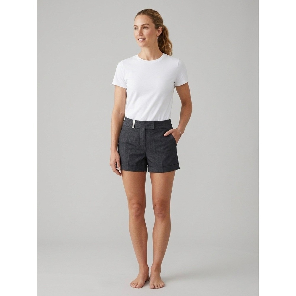 NWT Calvin Klein Charcoal Grey Tailored Dress Shorts Size 6 Stretch Tab Waist